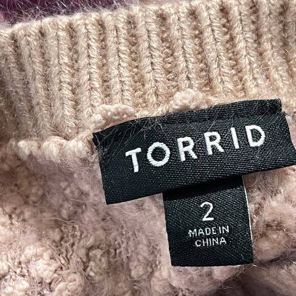 Torrid Sweater Womens Plus 2X Pink Striped Fuzzy Long Sleeve Y2K Preppy Casual - Picture 6 of 7